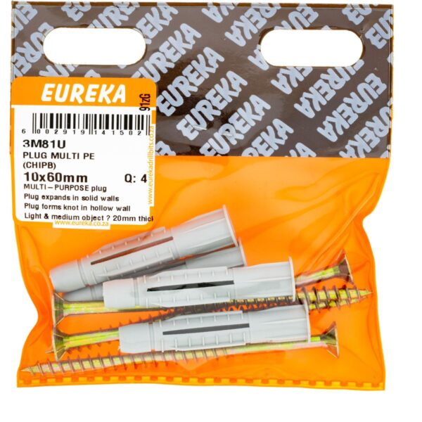Eureka Plug Multi Pe (Chipboard) - 10 x 60mm  - 4 Qty