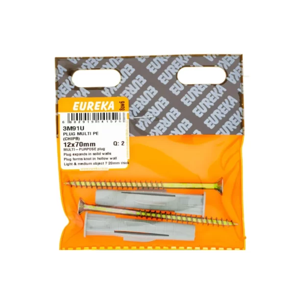 Eureka Plug Multi Pe (Chipboard) - 12 x 70mm  - 2 Qty