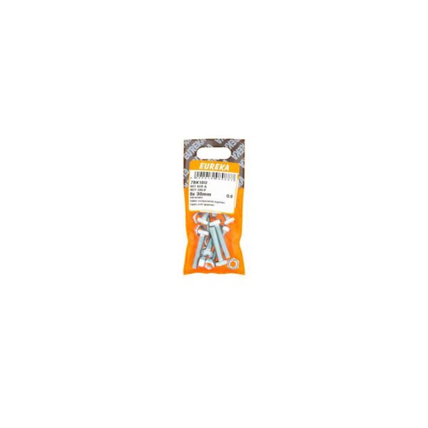 Eureka Set Screw & Nut - Galvanised - 6 x 30mm - 8 Qty
