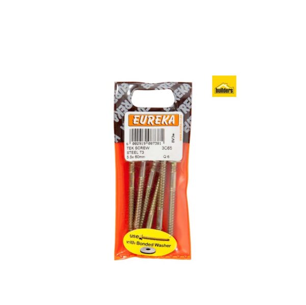 Eureka Tek Screw Steel - T3 - 5.5 x 60mm  - 6 Qty