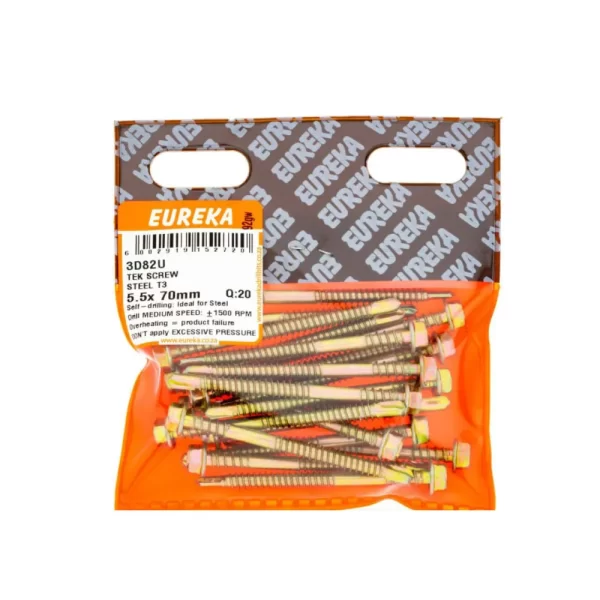 Eureka Tek Screw Steel - T3 - 5.5 x 70mm  - 20 Qty