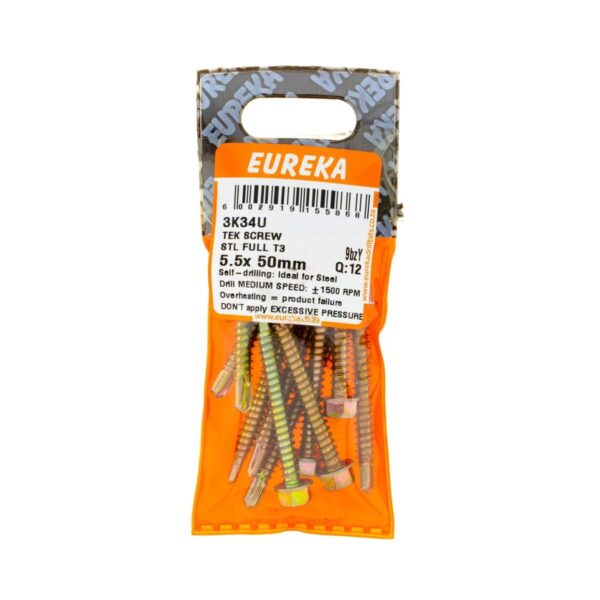Eureka Tek Screw Stl Full - T3 - 5.5 x 50mm  - 12 Qty