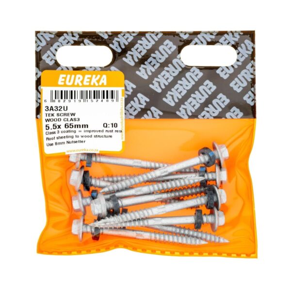 Eureka Tek Screw - Wood Clas - 4 5.5 x 65mm  - 10 Qty