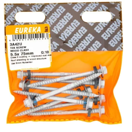 Eureka Tek Screw - Wood Clas - 4 5.5 x 75mm  - 10 Qty