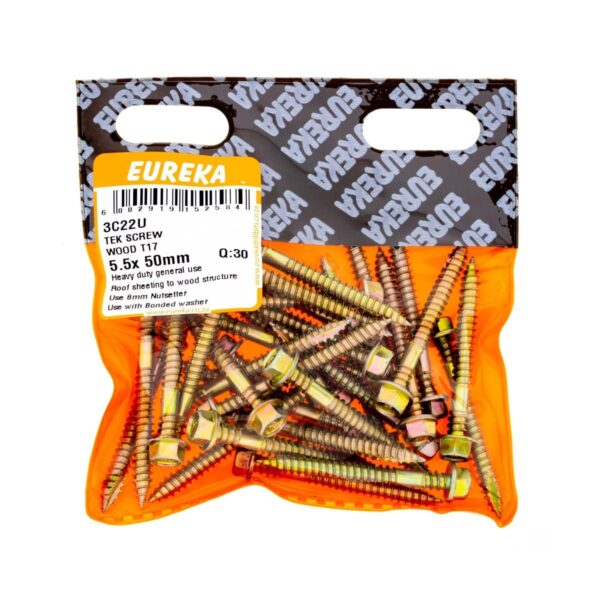 Eureka Tek Screw - Wood - T17 - 5.5 x 50mm  - 30 Qty