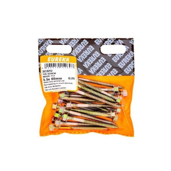 Eureka Tek Screw - Wood - T17 - 5.5 x 65mm  - 25 Qty