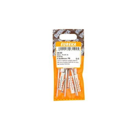 Eureka Wall Plug & Screw - 4.0 x 50mm - P6 - 6 Qty
