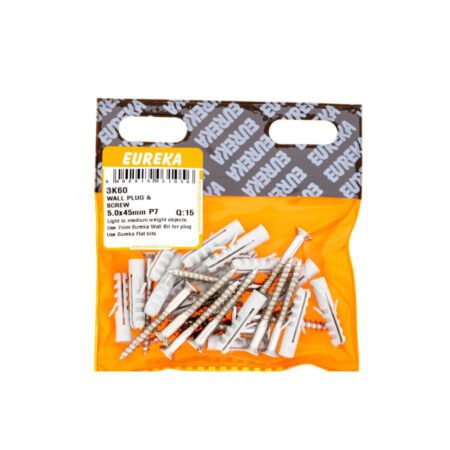 Eureka Wall Plug & Screw - 5.0 x 45mm - P7 - 15 Qty