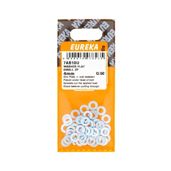 Eureka Washer - Flat Small - Zinc  Plated - 4mm - 50 Qty