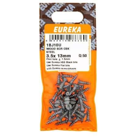 Eureka Wood  Screw  - Countersunk - Steel - 3.5 x 13mm - 50 Qty