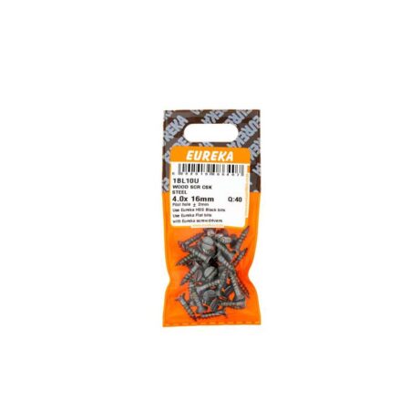 Eureka Wood  Screw  - Countersunk - Steel - 4.0 x 16mm - 40 Qty