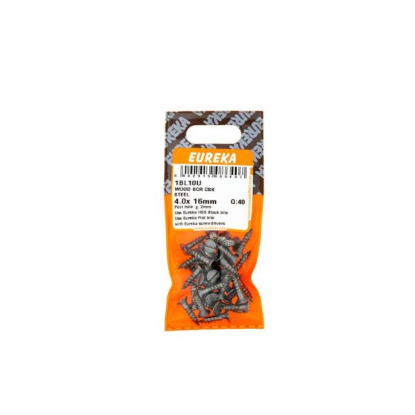 Eureka Wood  Screw  - Countersunk - Steel - 4.0 x 16mm - 40 Qty
