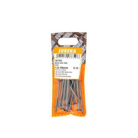 Eureka Wood  Screw  - Countersunk - Steel - 4.0 x 50mm - 16 Qty