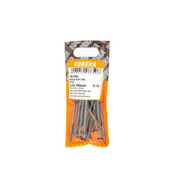 Eureka Wood  Screw  - Countersunk - Steel - 4.0 x 50mm - 16 Qty