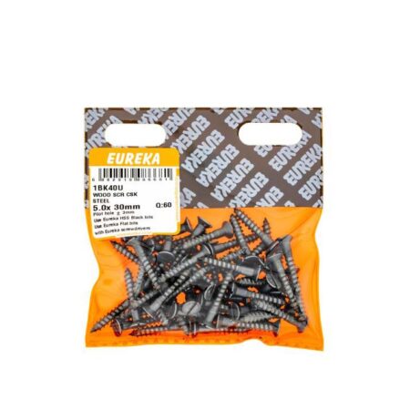 Eureka Wood  Screw  - Countersunk - Steel - 5.0 x 30mm - 60 Qty