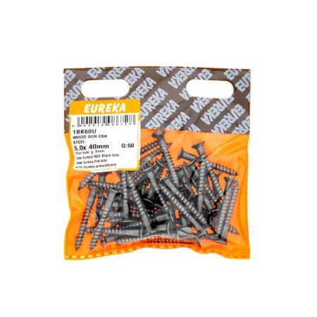 Eureka Wood  Screw  - Countersunk - Steel - 5.0 x 40mm - 50 Qty