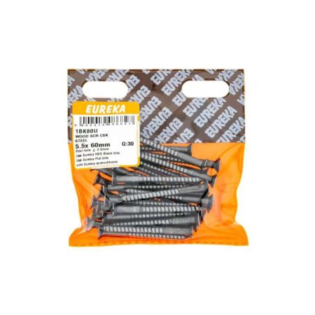 Eureka Wood  Screw  - Countersunk - Steel - 5.5 x 60mm - 30 Qty