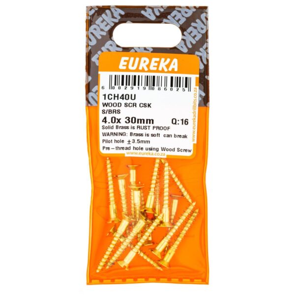 Eureka Wood  Screw -  Countersunk -  Structural Boltings - 4.0 x 30mm - 16 Qty