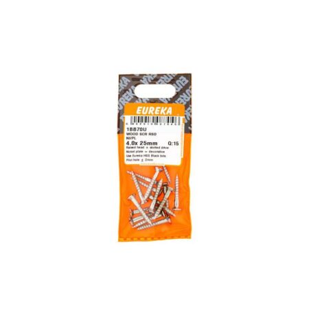 Eureka Wood  Screw - Raised - Nickel Plated - 4.0 x 25mm - 15 Qty