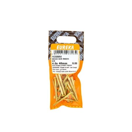 Eureka Wood  Screw - Round Head - Structural Bolting  - 4.0 x 40mm - 20 Qty