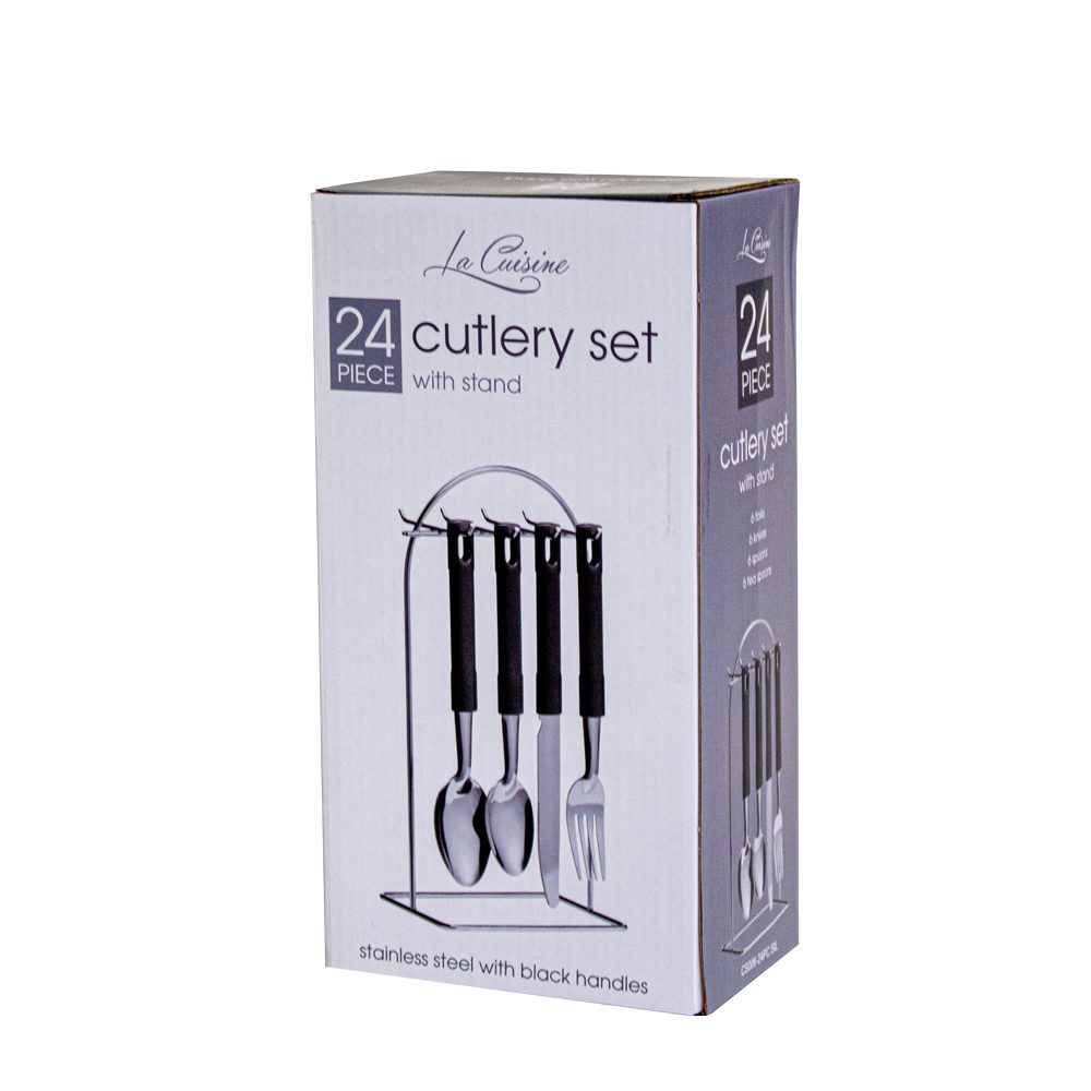 La Cuisine Heavy Duty Cutlery Set(24PC) with stand - Silver - CS002