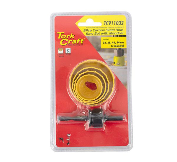 Tork Craft Hole Saw Set 5 Piece Carbon Steel