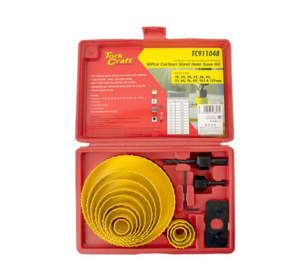 Tork Craft Hole Saw Set Carbon Steel 19 - 127mm - 16 Pieces