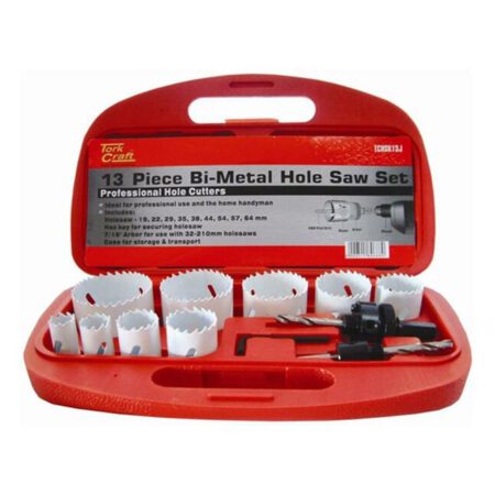 Tork Craft Holesaw Set Bi-Metal  In Case  -13 Piece
