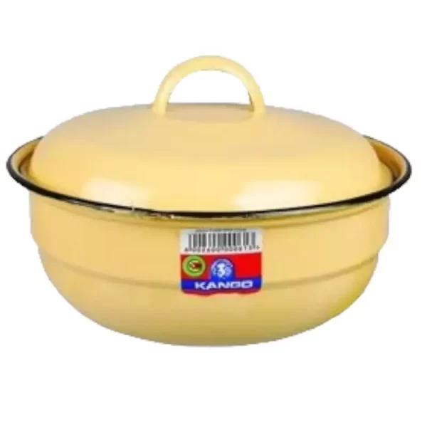 Kango Enamel Veg Dish With Handle And Lid - 18cm