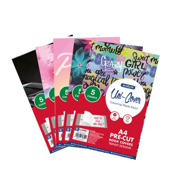 Marlin Kids A4 Fashion Pre-Cut Book Covers  5'S Assorted