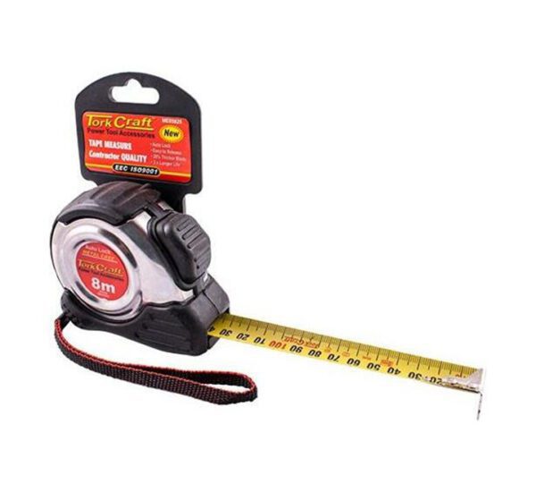 Tork Craft Measuring Tape  Multi Lock  Rubber Casing Matt Finish - 8 Metres X 25mm
