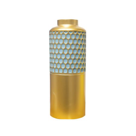 Urban 46cm Metal Vase - Gold And Emerald