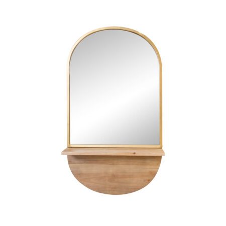 Urban Wall Decor Mirror With Shelf - Gold