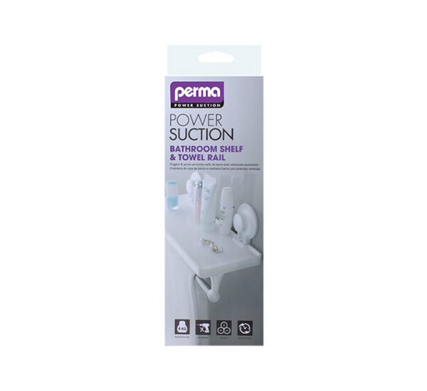 Perma  Suction Shelf With Towel Rail (32cm)