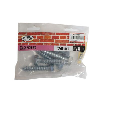 Ruwag Coach Screws - 12 x 60mm - 5 Qty