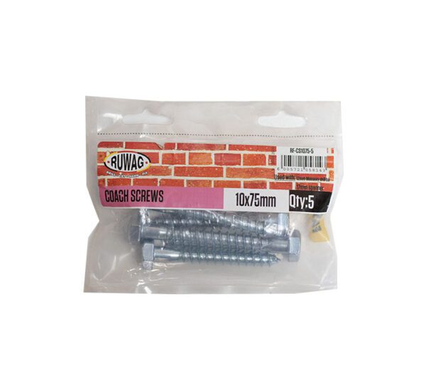 Ruwag Coach Screws - 10 x 75mm - 5 Qty