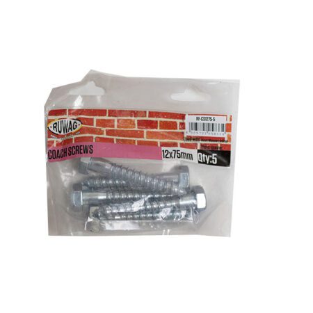 Ruwag Coach Screws - 12 x 75mm - 5 Qty