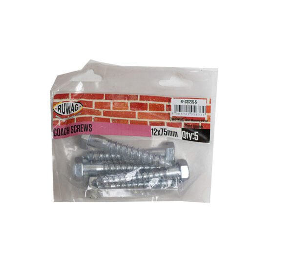 Ruwag Coach Screws - 12 x 75mm - 5 Qty