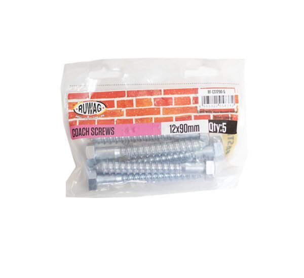 Ruwag Coach Screws - 12 x 90mm - 5 Qty