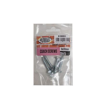 Ruwag Coach Screws - 6 x 30mm - 5 Qty