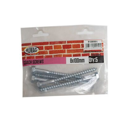 Ruwag Coach Screws - 8 x 100mm - 5 Qty
