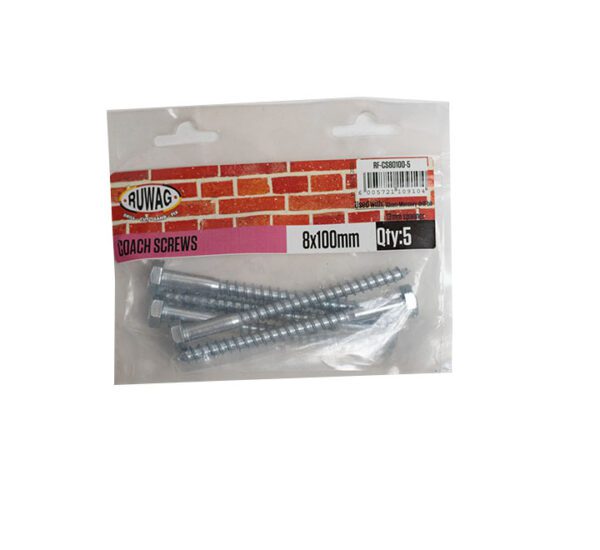 Ruwag Coach Screws - 8 x 100mm - 5 Qty