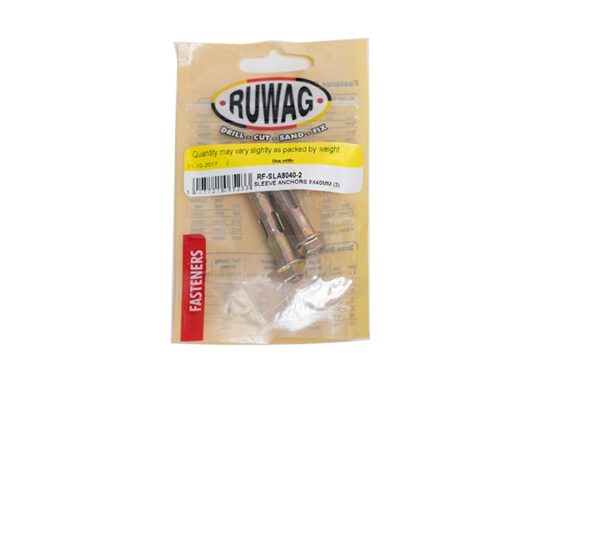 Ruwag Sleeve Anchor - 8 x 40mm - 2 Qty