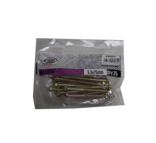 Ruwag Tek Screw - 5.5 x 75mm - 25 Qty