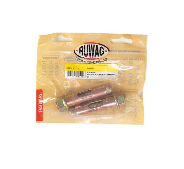 Ruwag Sleeve Anchor - 16 x 65mm - 2 Qty