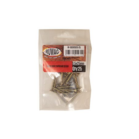 Ruwag Sqaure Drive - Chip Board Screw - 3.5 x 25mm - 25 Qty