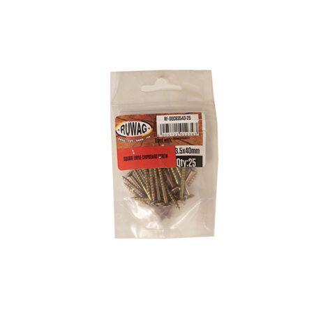 Ruwag Sqaure Drive - Chip Board Screw - 3.5 x 40mm - 25 Qty