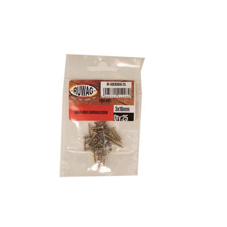 Ruwag Sqaure Drive - Chipboard Screw - 3 x 16mm - 25 Qty