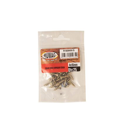 Ruwag Sqaure Drive - Chipboard Screw - 4 x 16mm - 25 Qty