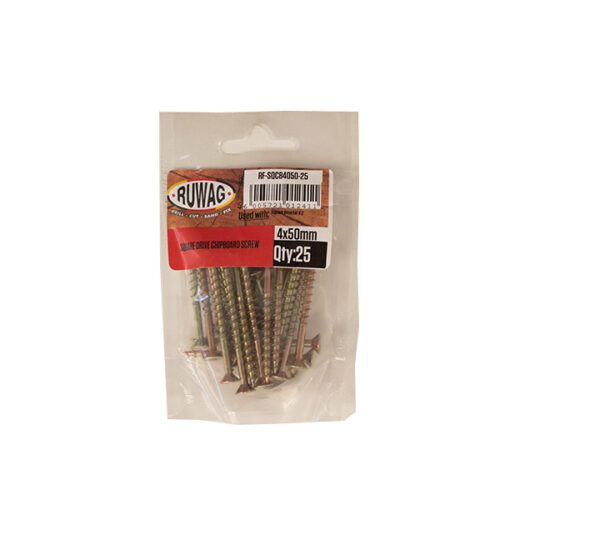 Ruwag Sqaure Drive - Chipboard Screw - 4 x 50mm - 25 Qty